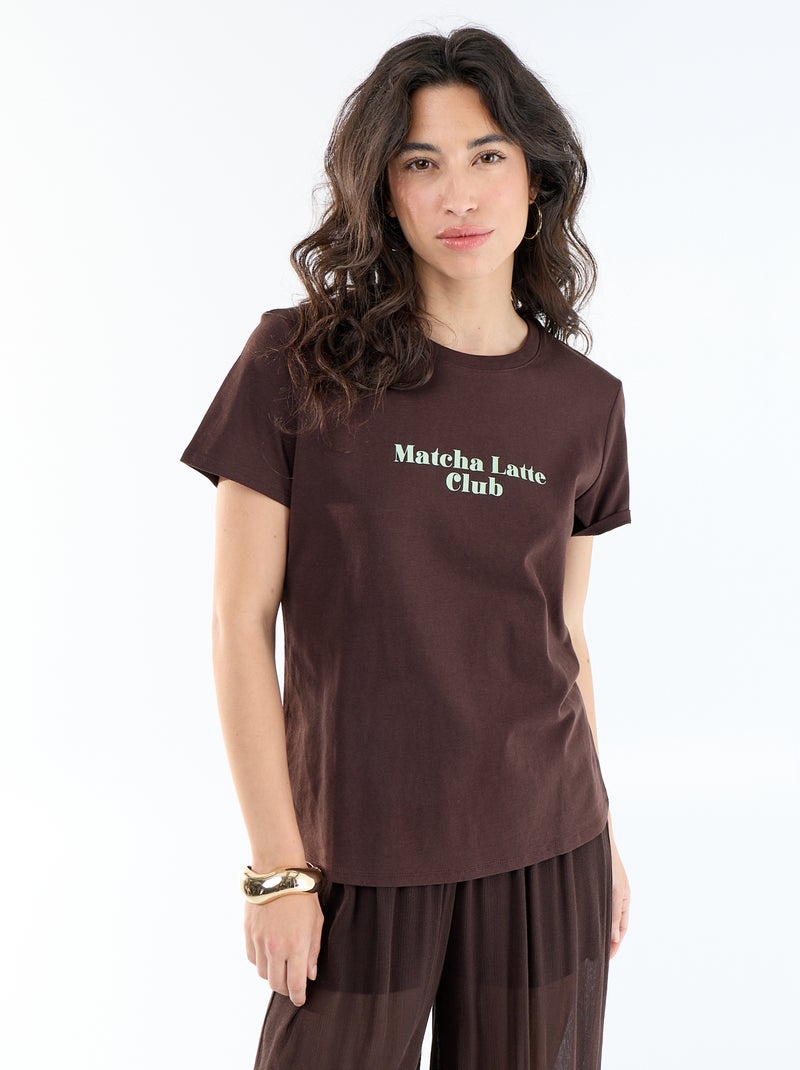T-shirt met print Bruin - Kiabi