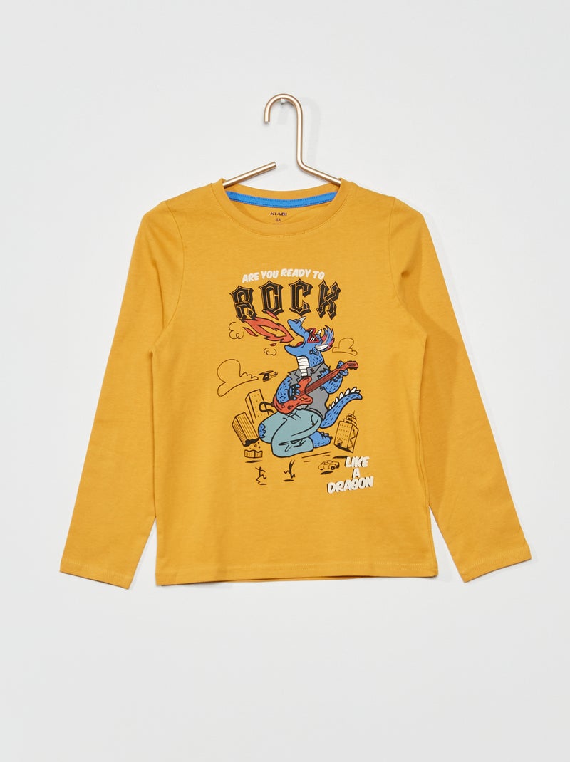 T-shirt met print 'Cool dogs' GEEL - Kiabi