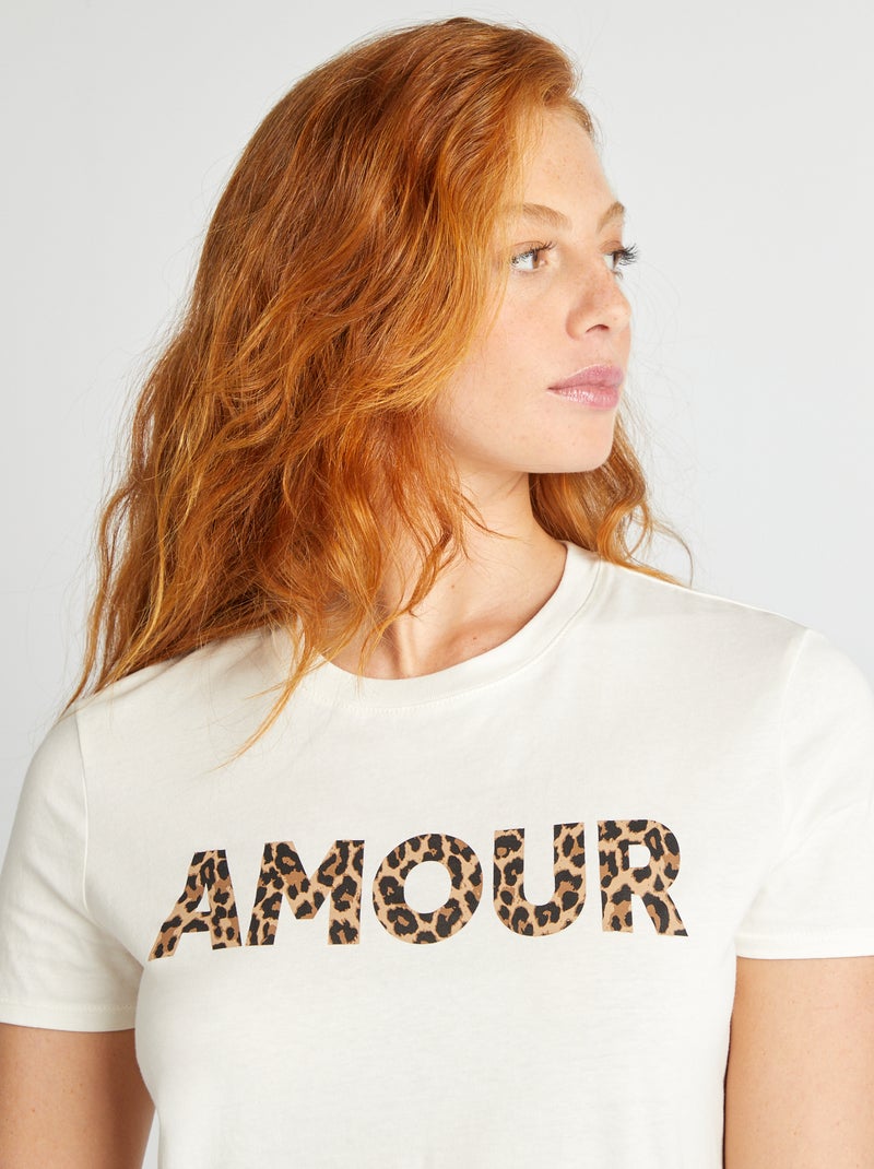 T-shirt met print Ecru - Kiabi