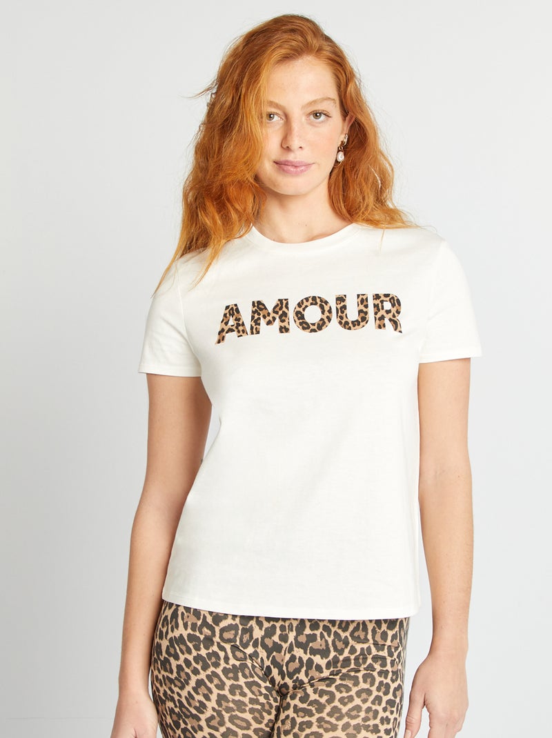 T-shirt met print Ecru - Kiabi
