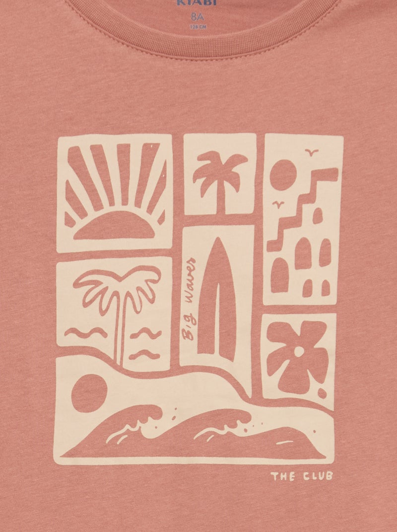 T-shirt met print en boodschap Rood - Kiabi