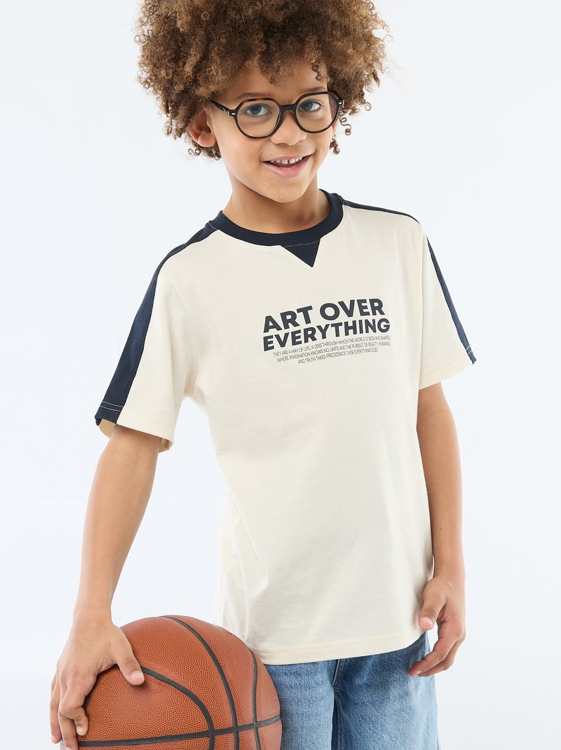 T-shirt met print en boodschap Wit - Kiabi