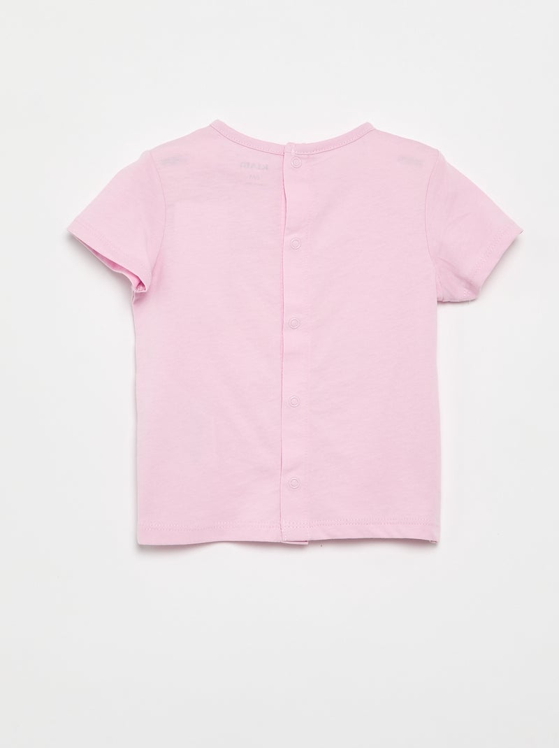 T-shirt met print en borduursel en korte mouwen Rose - Kiabi