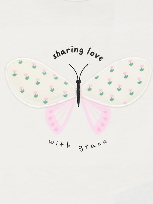 T-shirt met print en borduursel en korte mouwen - Kiabi