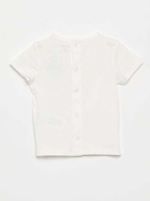 T-shirt met print en borduursel en korte mouwen - Kiabi