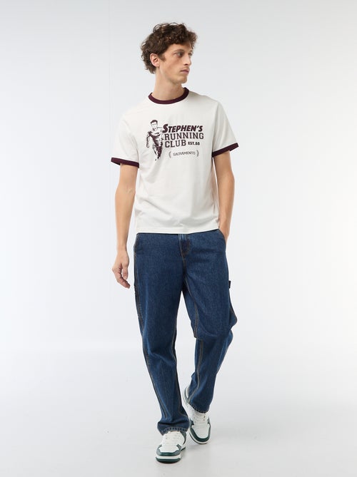 T-shirt met print en contrasterende bies - Kiabi