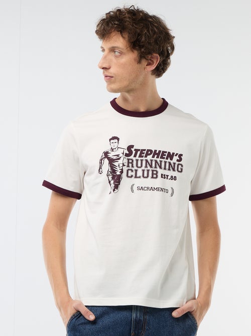 T-shirt met print en contrasterende bies - Kiabi