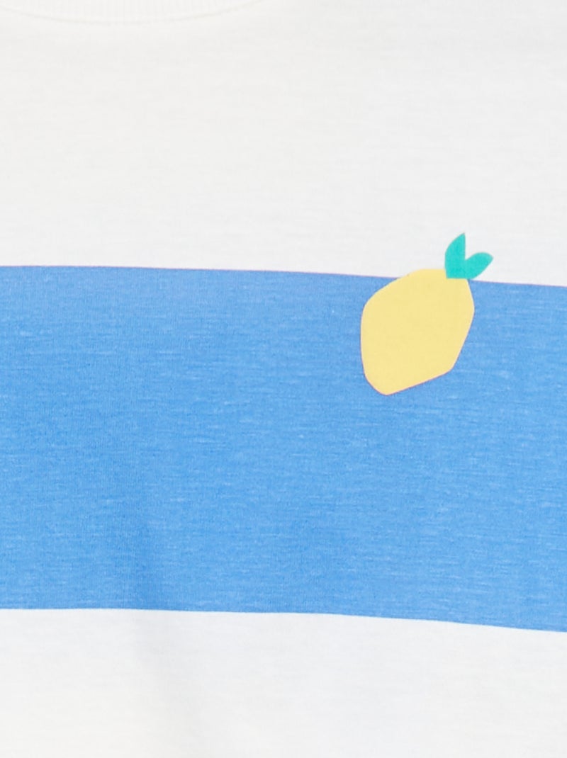 T-shirt met print en knoopdetail aan de zoom BLAUW - Kiabi