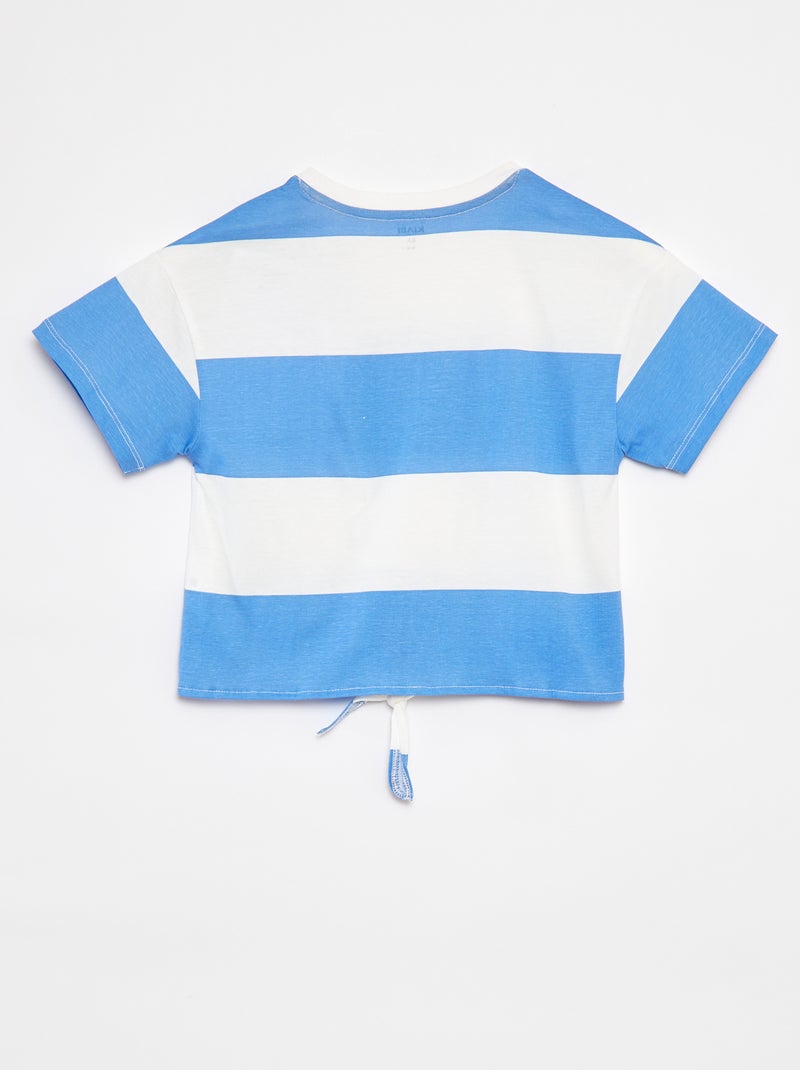 T-shirt met print en knoopdetail aan de zoom BLAUW - Kiabi