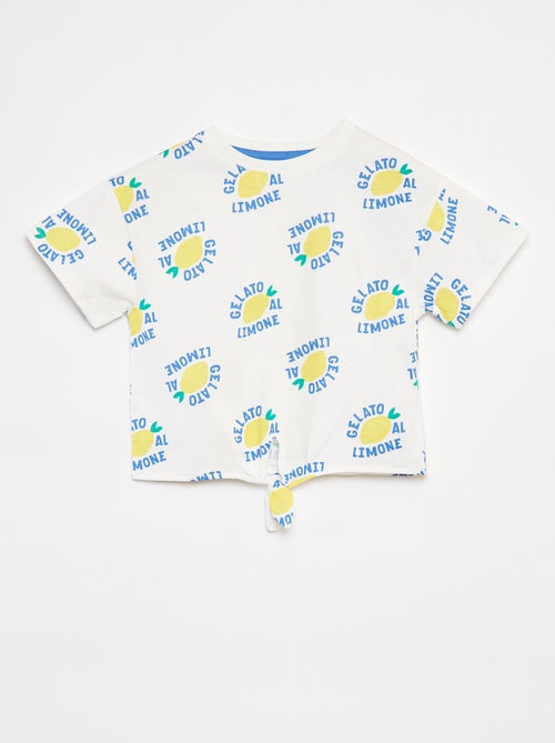 T-shirt met print en knoopdetail aan de zoom - Kiabi