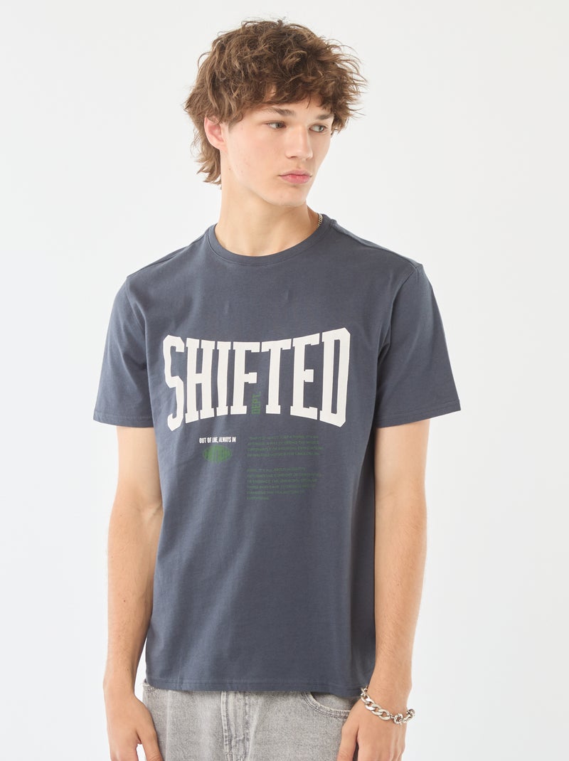 T-shirt met print en korte mouw Blauw - Kiabi