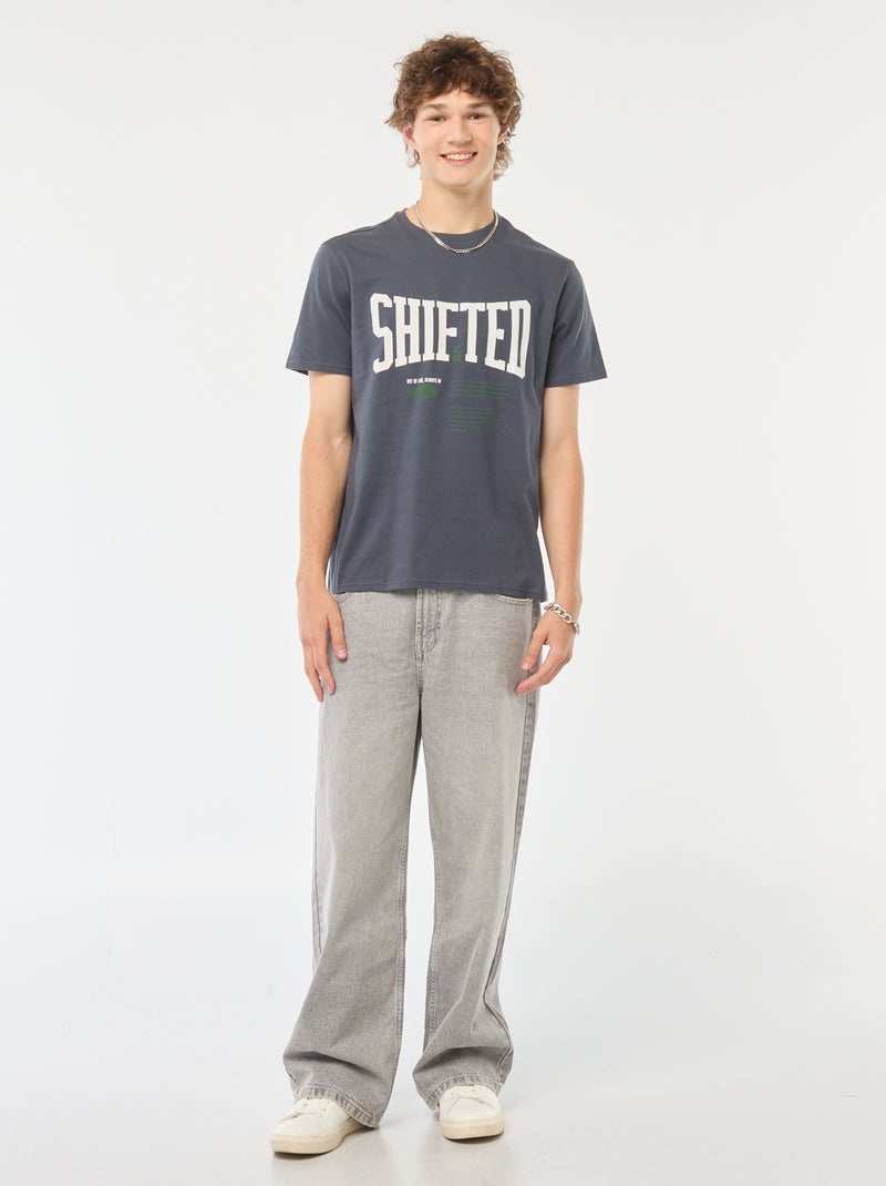 T-shirt met print en korte mouw Blauw - Kiabi