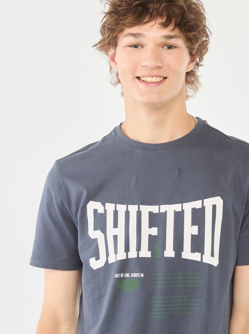 T-shirt met print en korte mouw Blauw - Kiabi