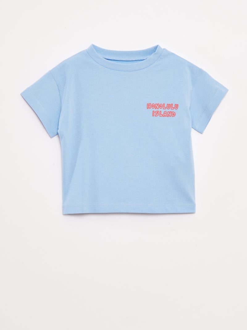 T-shirt met print en korte mouw Blauw - Kiabi