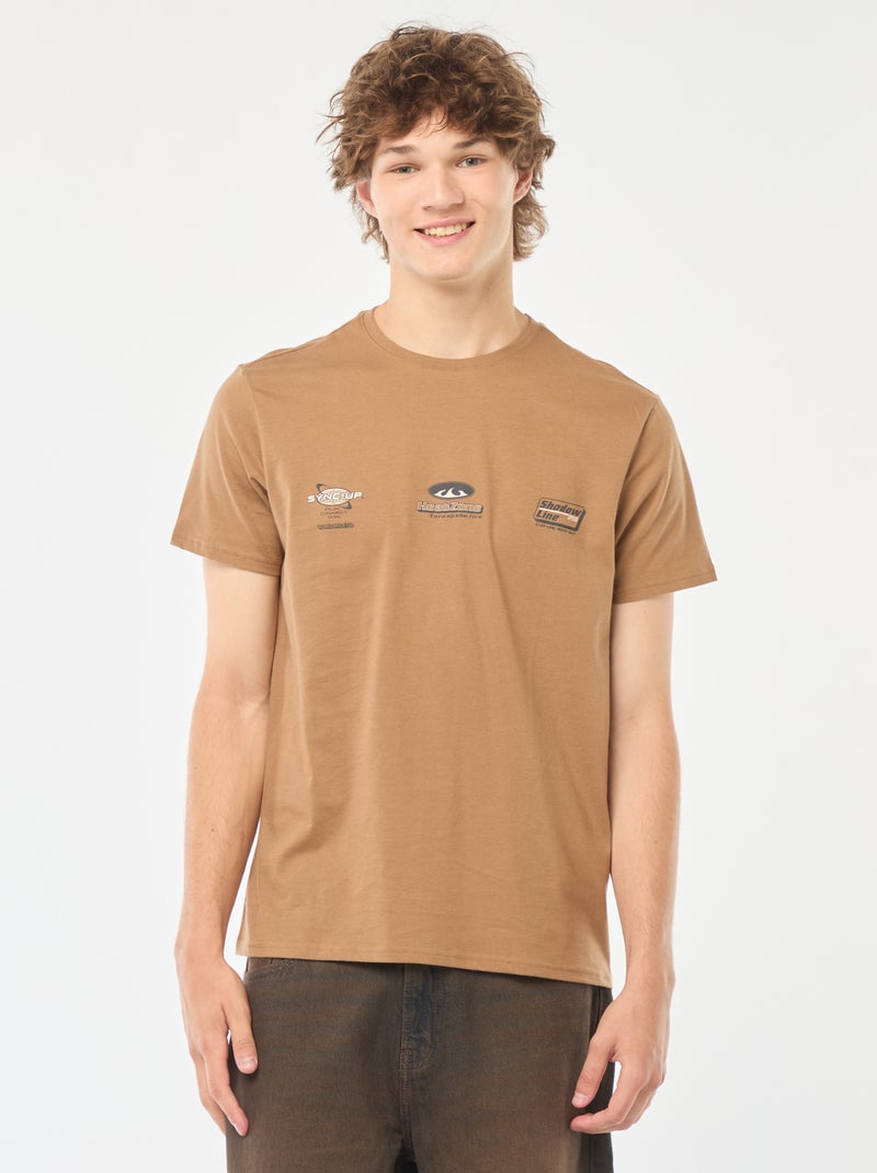 T-shirt met print en korte mouw Bruin - Kiabi