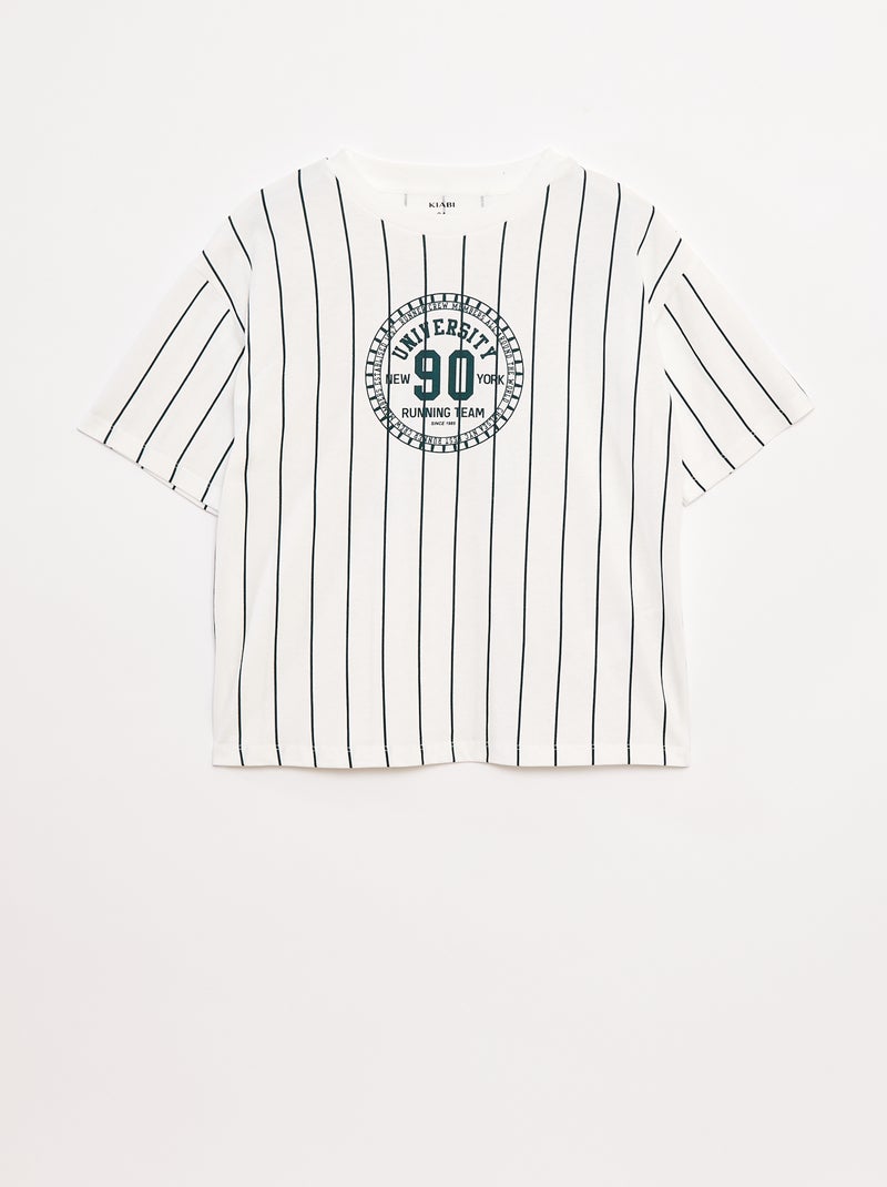 T-shirt met print en korte mouw in American college-stijl Blauw - Kiabi