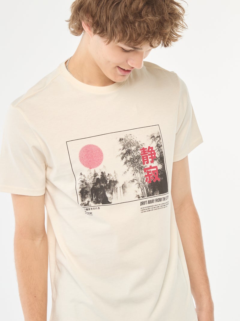 T-shirt met print en korte mouw Wit - Kiabi