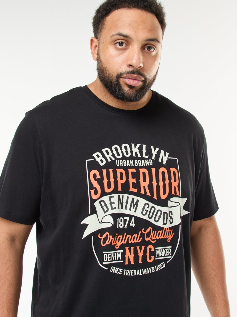 T-shirt met print en korte mouw Zwart - Kiabi