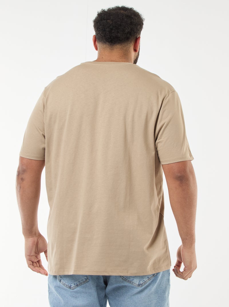 T-shirt met print en korte mouwen Biege - Kiabi