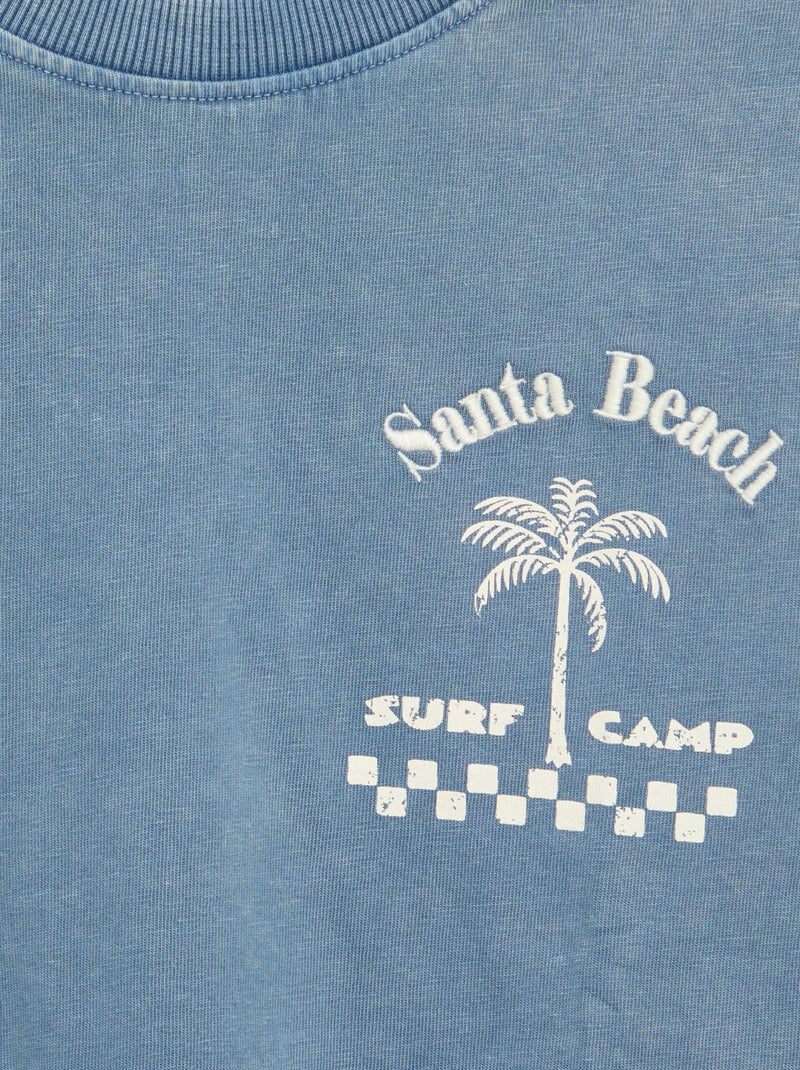 T-shirt met print en korte mouwen Blauw - Kiabi