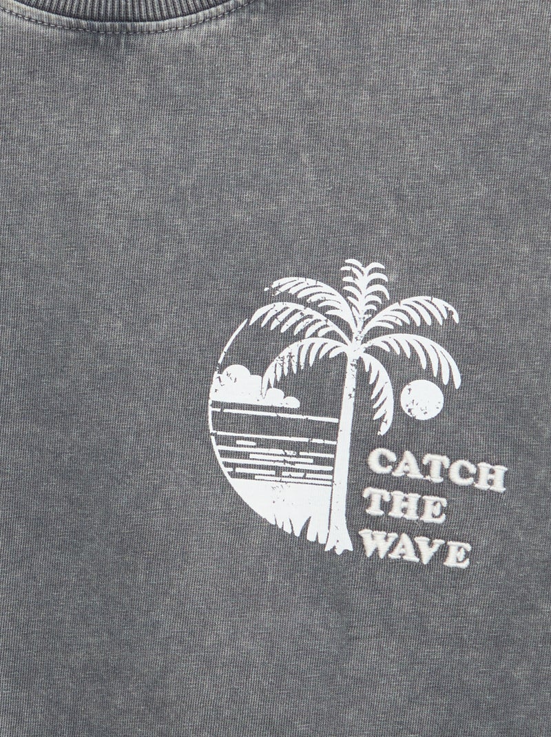 T-shirt met print en korte mouwen Grijs - Kiabi