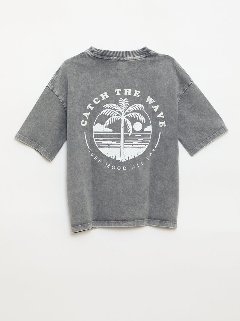 T-shirt met print en korte mouwen Grijs - Kiabi