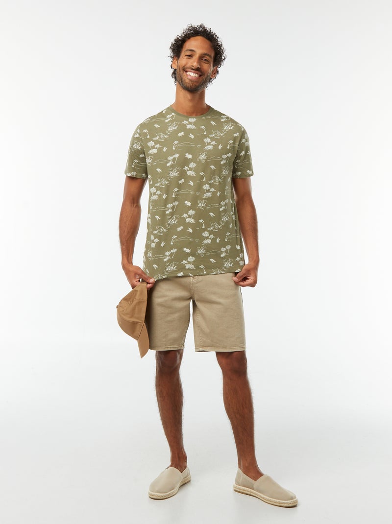 T-shirt met print en korte mouwen Groen - Kiabi