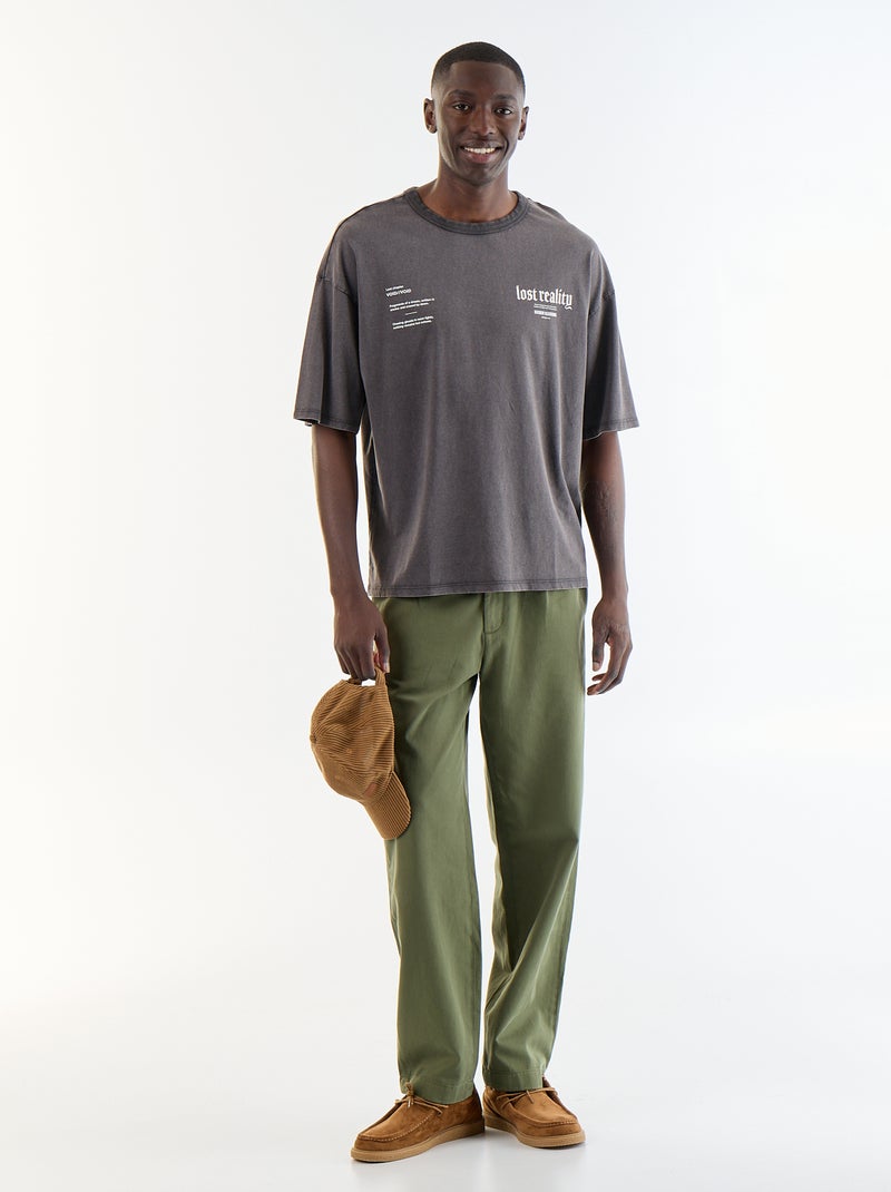 T-shirt met print en korte mouwen in vintage stijl Grijs - Kiabi