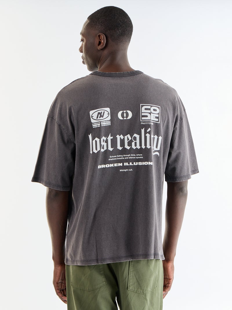 T-shirt met print en korte mouwen in vintage stijl Grijs - Kiabi