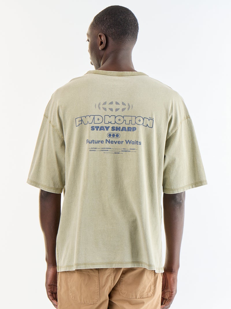 T-shirt met print en korte mouwen in vintage stijl Groen - Kiabi