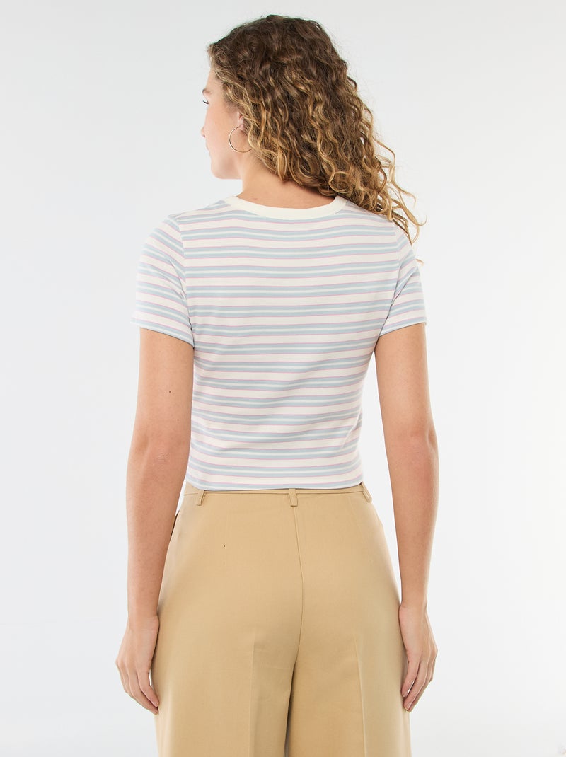 T-shirt met print en korte mouwen met motief Blauw - Kiabi