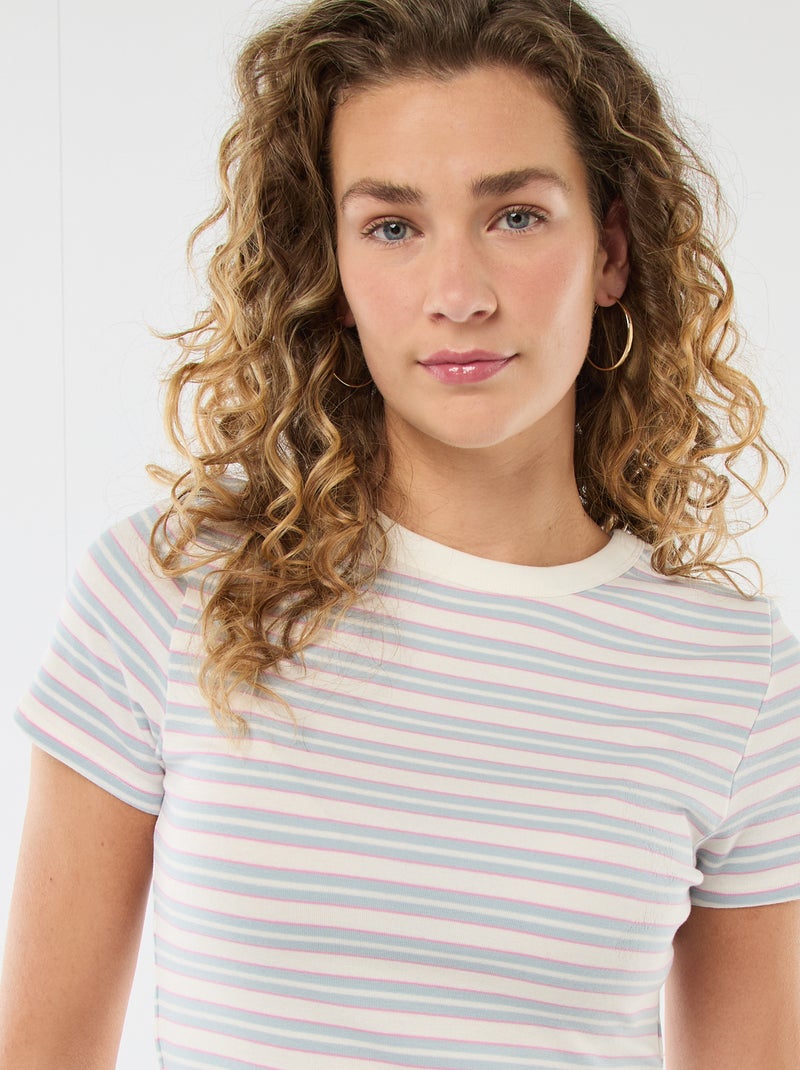 T-shirt met print en korte mouwen met motief Blauw - Kiabi