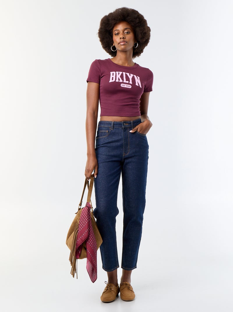 T-shirt met print en korte mouwen met motief Paars - Kiabi