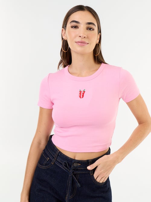 T-shirt met print en korte mouwen met motief - Kiabi