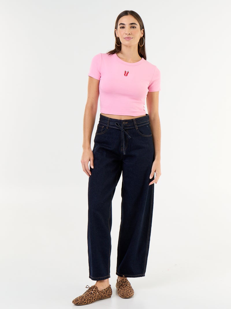 T-shirt met print en korte mouwen met motief Rose - Kiabi