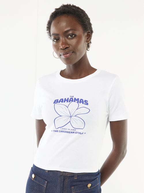 T-shirt met print en korte mouwen met motief - Kiabi