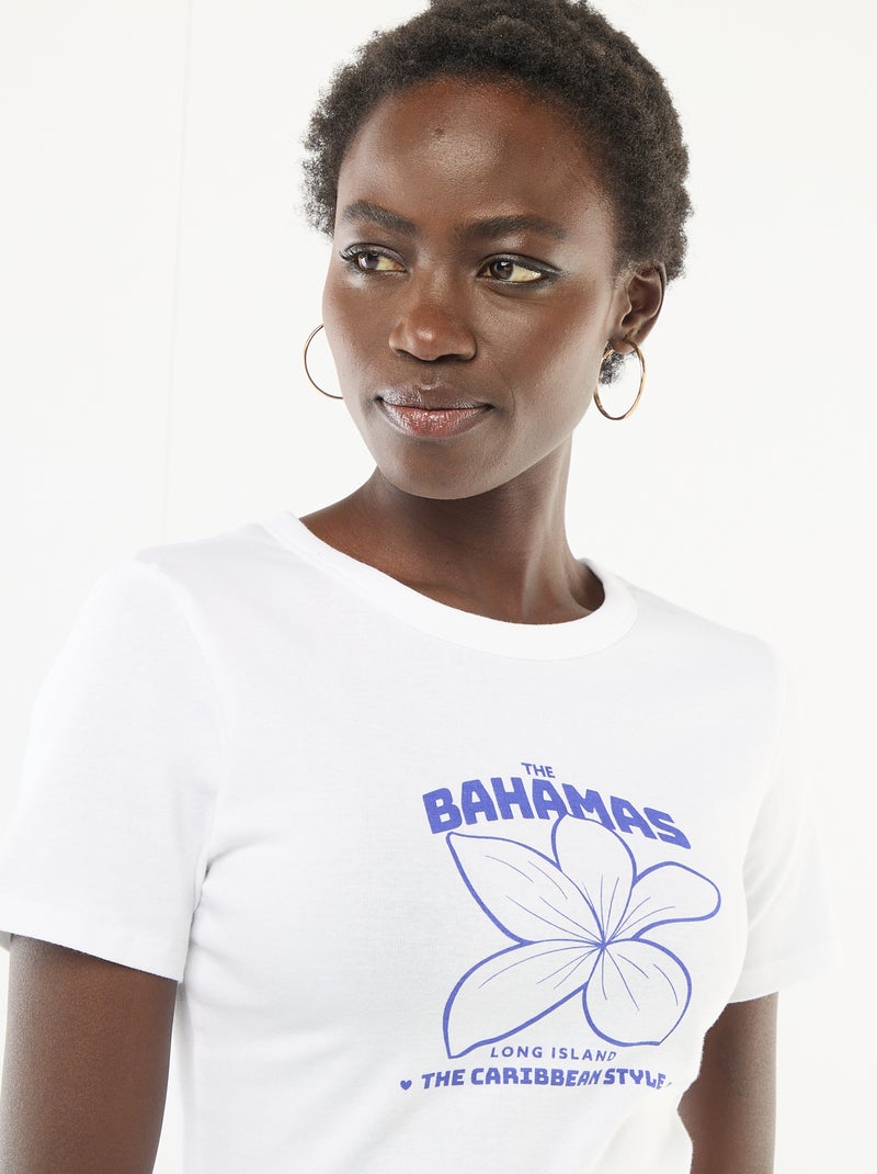 T-shirt met print en korte mouwen met motief Wit - Kiabi