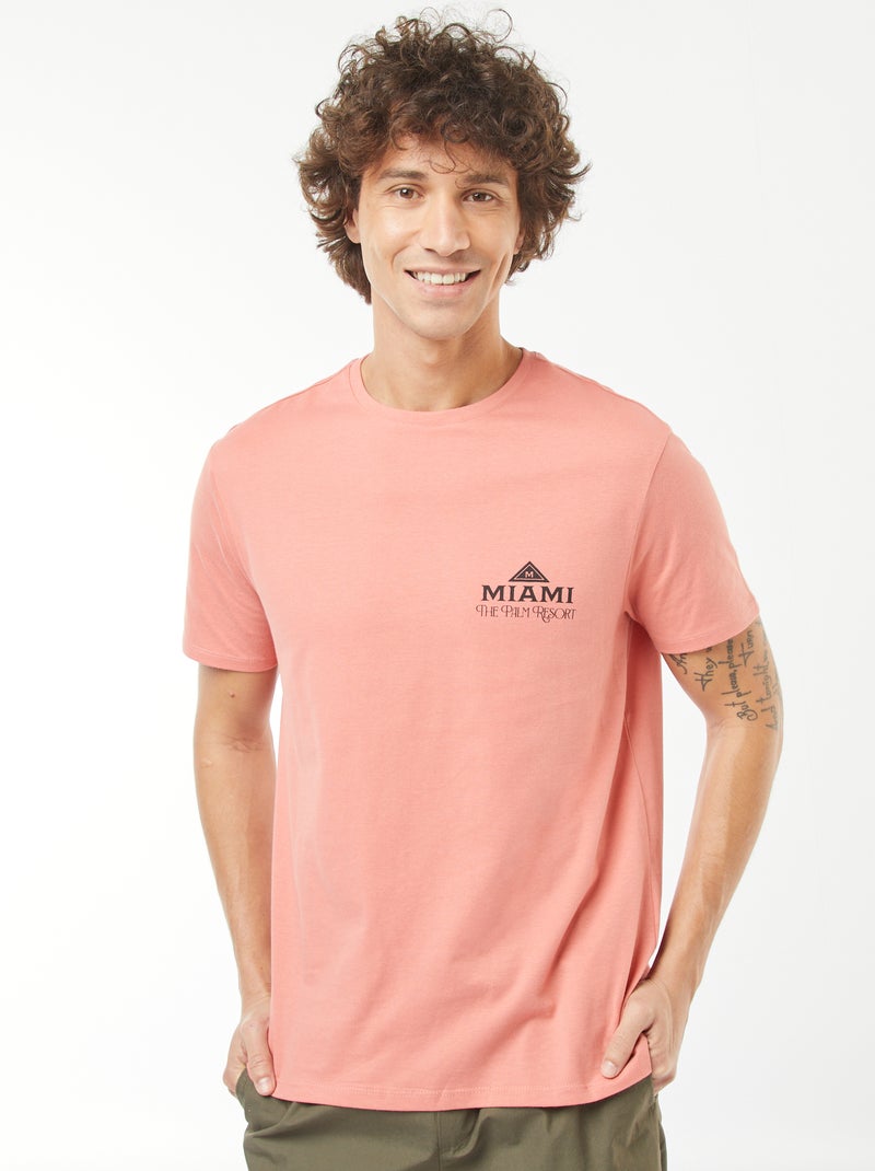 T-shirt met print en korte mouwen Oranje - Kiabi