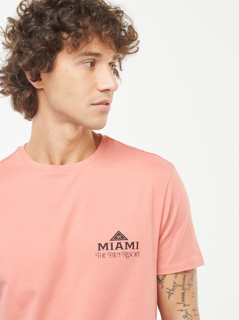 T-shirt met print en korte mouwen Oranje - Kiabi