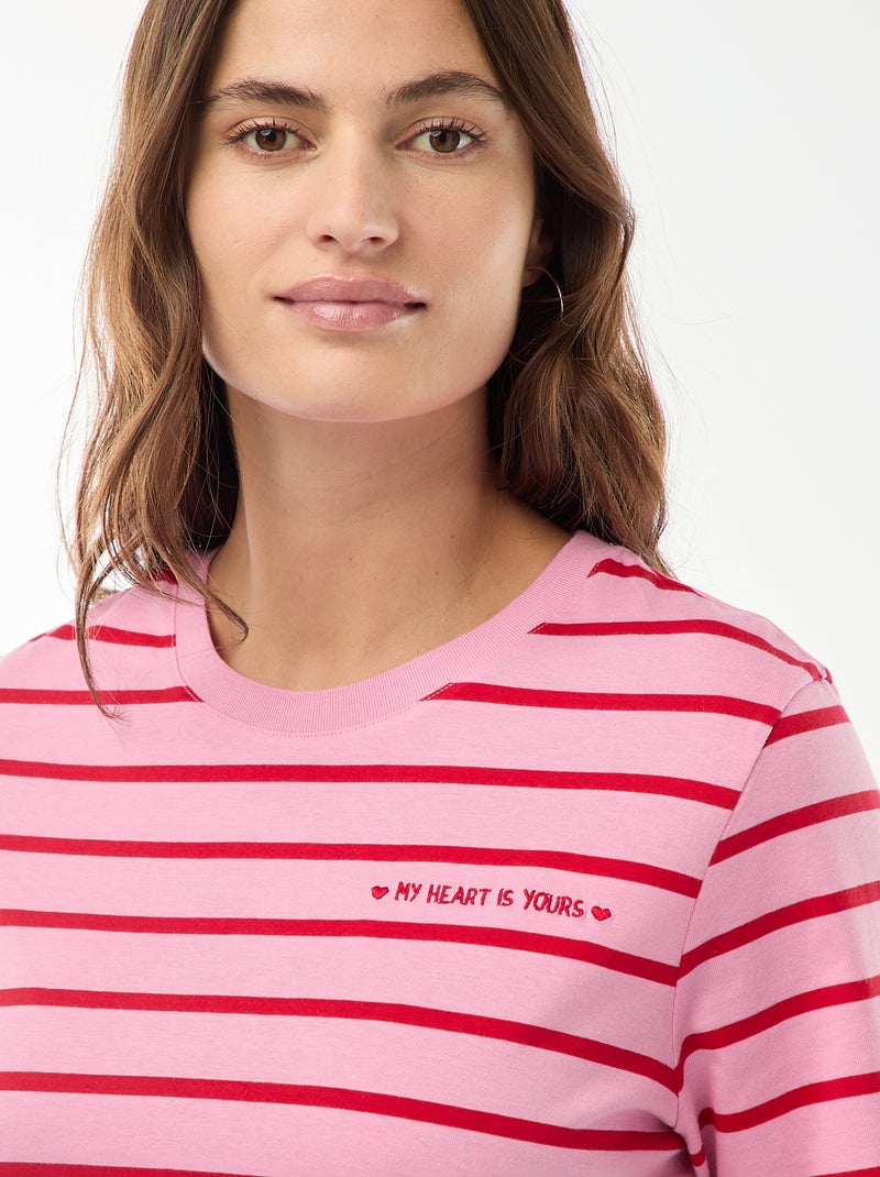 T-shirt met print en korte mouwen Rose - Kiabi