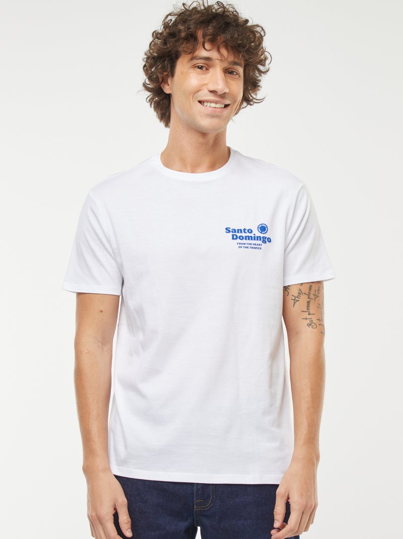 T-shirt met print en korte mouwen Wit - Kiabi
