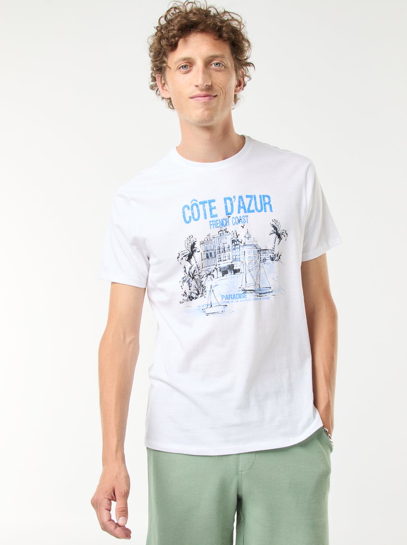 T-shirt met print en korte mouwen Wit - Kiabi