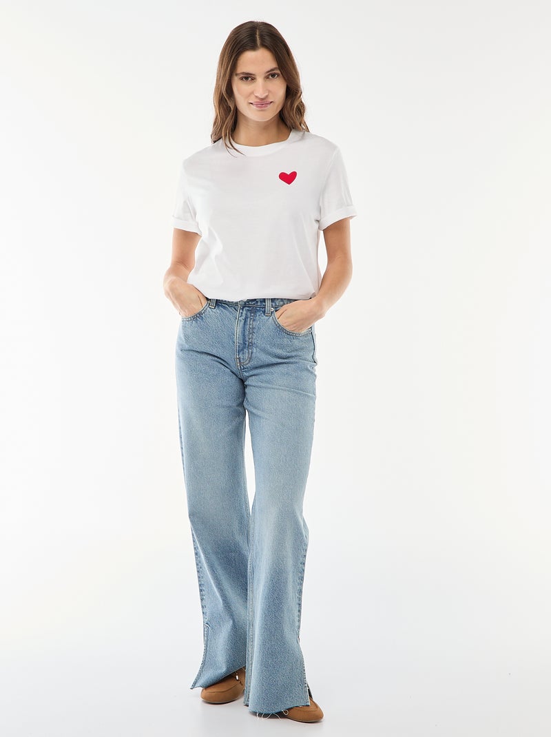 T-shirt met print en korte mouwen Wit - Kiabi