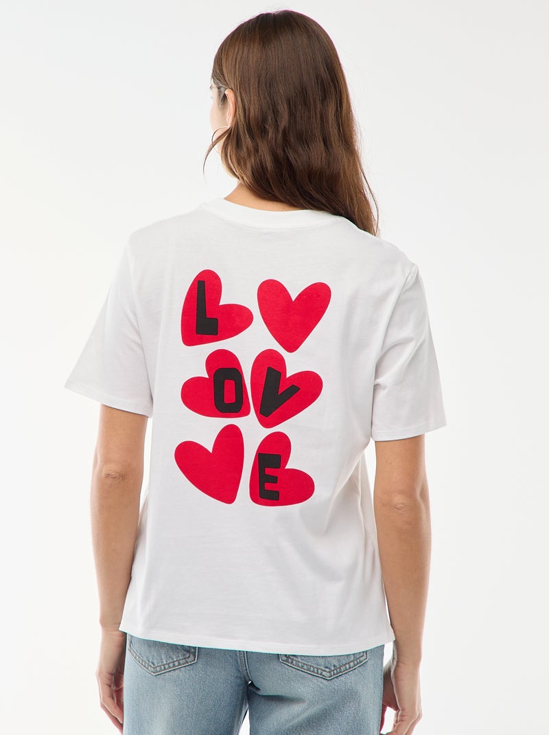 T-shirt met print en korte mouwen Wit - Kiabi