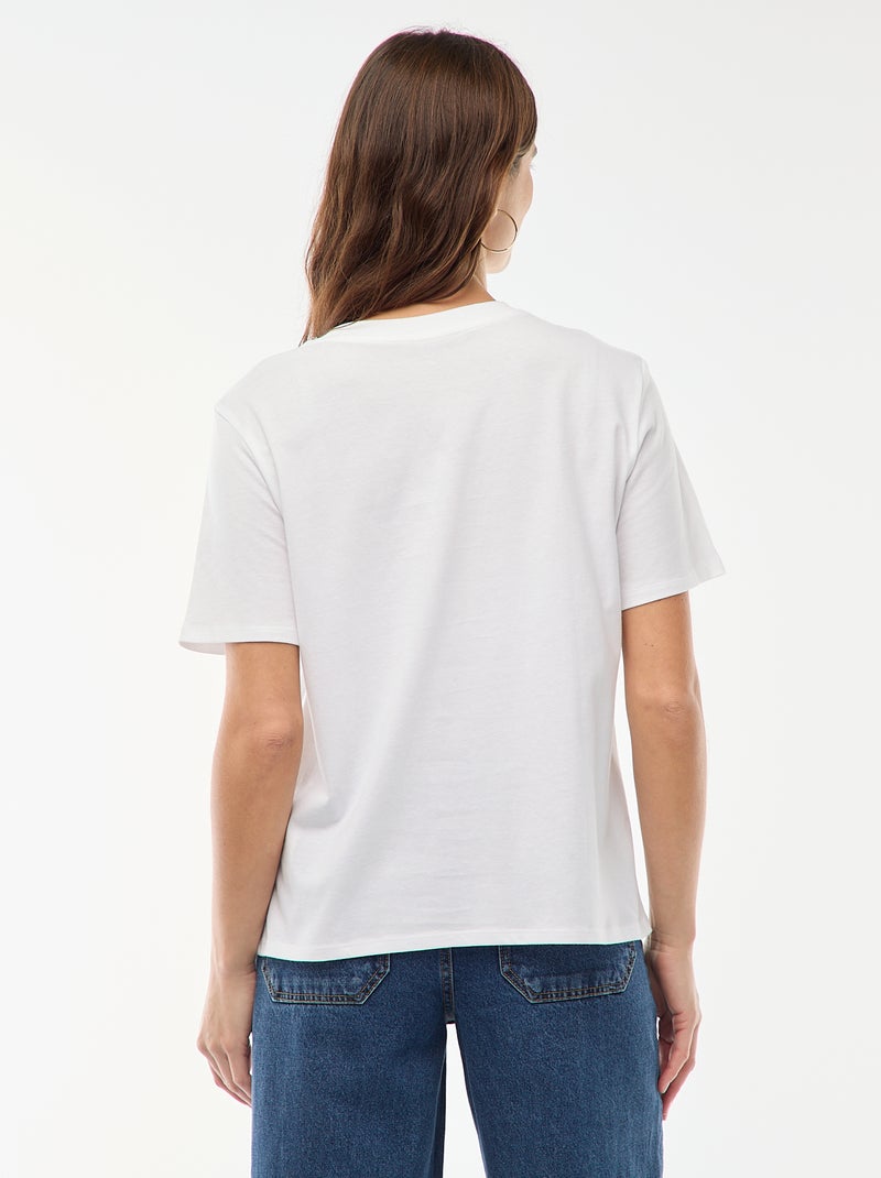 T-shirt met print en korte mouwen Wit - Kiabi