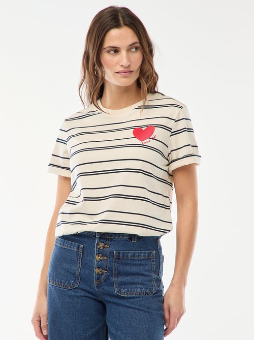 T-shirt met print en korte mouwen - Kiabi