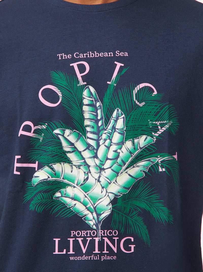 T-shirt met print en korte mouwen Zwart - Kiabi