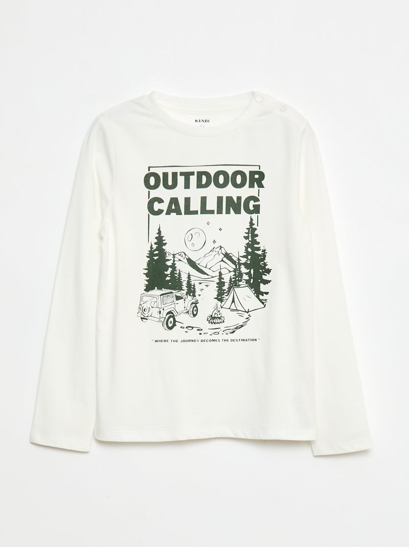 T-shirt met print en lange mouw - So Easy Biege - Kiabi