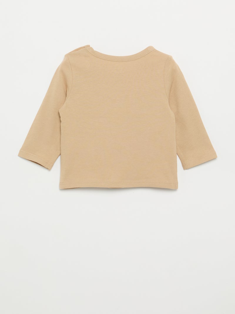 T-shirt met print en lange mouw Biege - Kiabi