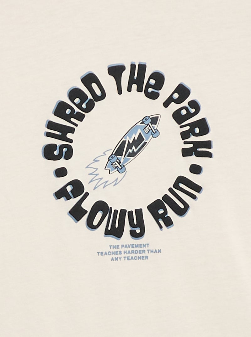 T-shirt met print en lange mouw Biege - Kiabi
